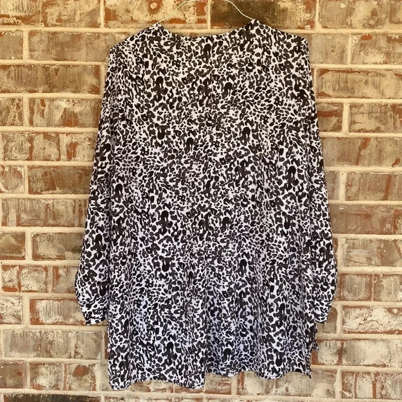 Evri Black and White Leopard Print Popover Blouse - Picture 9 of 9
